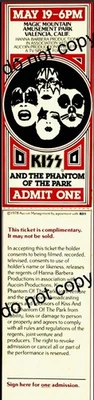 Kiss ticket for “ phantom of the park” concert filming at Magic Mountain 5/19/78 - Image 1 of 2