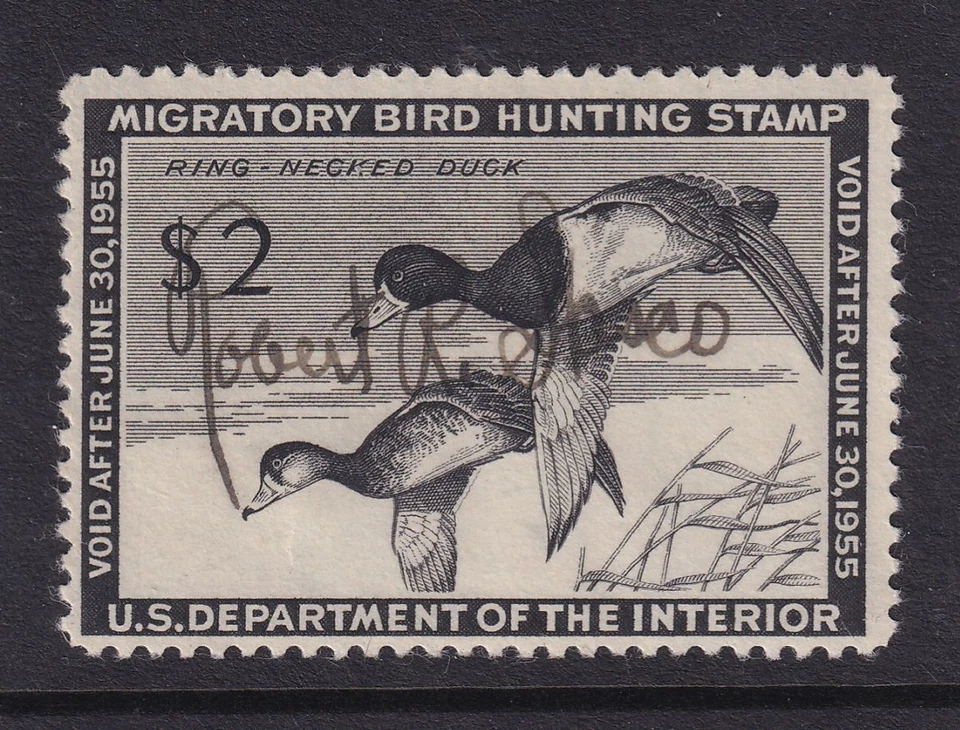 1954 Federal Duck Hunting Stamp $2 Sc RW21 used single Ring-Necked Duck (VE - Imagem 1 de 1