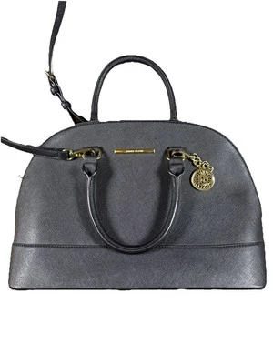 Anne Klein Womens Black Crossbody Double Handle Zip-Around Lined Satchel HandBag - Image 1 of 4