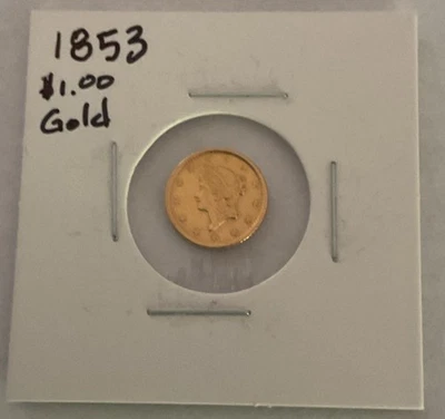 1853-P $1 LIBERTY HEAD GOLD COIN - Image 1 of 4