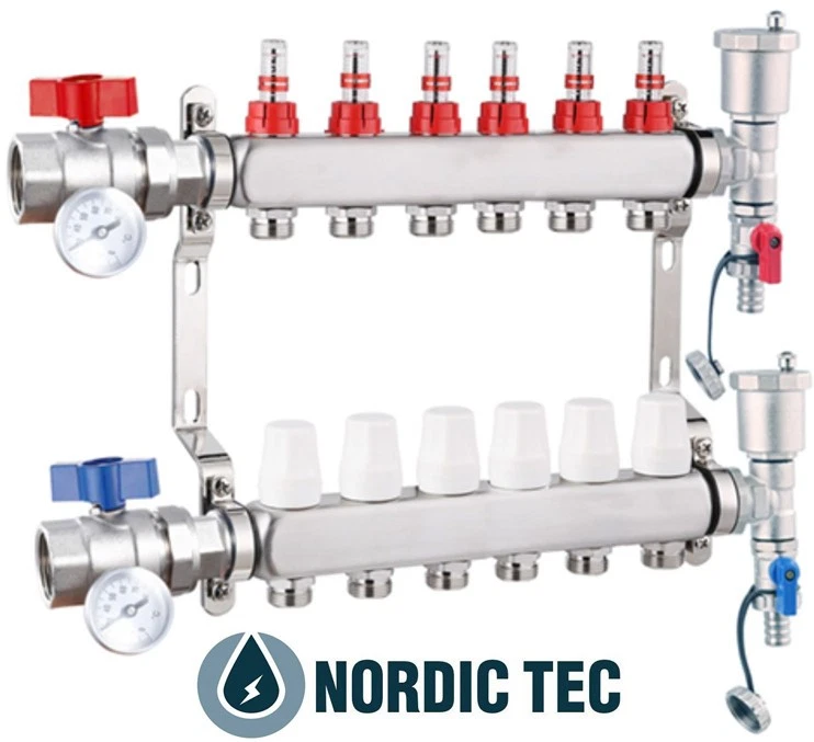 Collettore riscaldamento a pavimento in Acciaio INOX NORDIC TEC 2-12 circuiti - Immagine 1 di 1