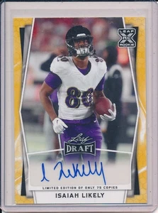 2022 LEAF DRAFT YELLOW BA-IL1 ISIAH PROBABILE XRC AUTO -BALTIMORE RAVENS #/D /75 - Foto 1 di 1