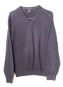 SUÉTER VAN HEUSEN Hombre Talla XL Gris Carbón Cuello Vee Manga Larga Mezcla Algodón - Imagen 1 de 5