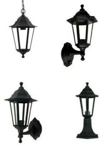 LED Black Traditional Coach House Outside Lantern Hanging Post Top Wall PIR  - Picture 1 of 5
