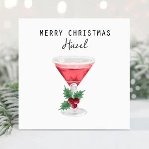 Handmade Personalised Cocktail Christmas Card For Her Daughter Wife Friend Xmas - Picture 1 of 3