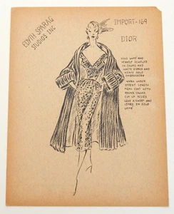 Christian Dior Años 50 Vintage Moda Diseño Arte Impresión Original - Imagen 1 de 1
