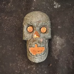 Life Size Human Skull Candle Holder Halloween Decor Ceramic Glowing Eyes - Picture 1 of 10