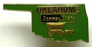 Oklahoma Sooner State grüne Anstecknadel Emaille bemalt Vintage New Old Stock - Bild 1 von 2