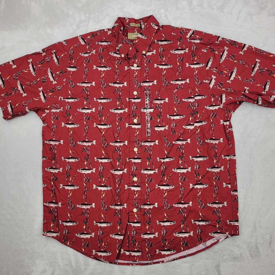 Camisa Edición Natural Para Hombres Grande Hula Tiki Luau Pesca con Mosca Pescador Trucha Adulto L Foto 1 de 4