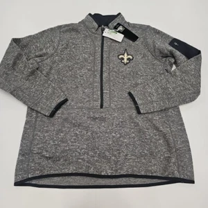 NWT New Orleans Saints 1/2 Zip Antigua Pullover Fleece Sweatshirt Women's 2XL - Picture 1 of 7