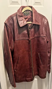 Vintage leather jacket men's Large High Fashion Lined Moon H.S. Full Zip - Picture 1 of 6
