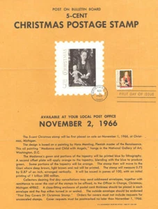 #1321 5c Christmas Madonna Stamp Poster- Unofficial Souvenir Page Folded MC - Picture 1 of 1