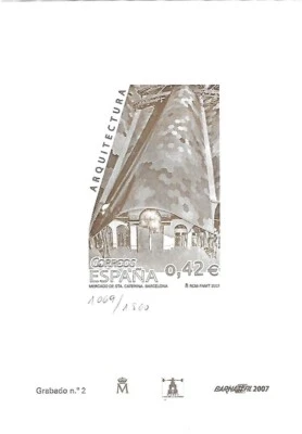 GRABADO ARTESANAL Nº 2.  Mercado de Santa Caterina, Barcelona - Imagen 1 de 2