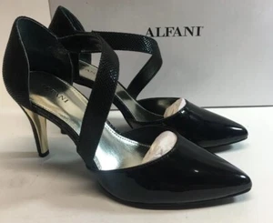 Women's Alfani Black Patent Leather High Heels Sexy Strap Pointed Toe Size 7 M - Picture 1 of 7