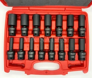 15Pc 3/8" Dr. Swivel Deep Impact Socket Set METRIC PRO Radius Set 8-22MM - Picture 1 of 2
