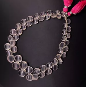 Natural Gem Rose Quartz 7 to 10 mm Size Heart Shape Beads 9.5" Strand - Picture 1 of 7