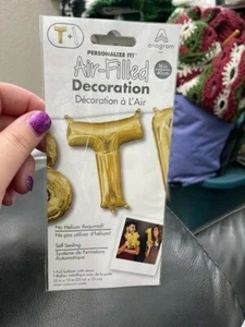 Anagram Letter "T" Gold Minishape 16" Foil Balloon New! - Picture 1 of 1