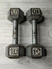Set Of Two * 10 Lb * Pound Hex Head Iron Metal Dumbbell Pair Set Weights