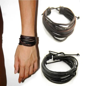 Hand-woven Multilayer Rope Bracelet Men's Women Wristband Bangle Jewelry - Picture 1 of 13