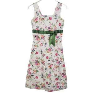 Hanna Andersson Floral Dress Girls Size 4 White Cotton Sleeveless Spring - Picture 1 of 8