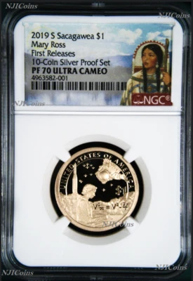 2019 S Proof Native American Mary Ross NGC PF70 Dollar from 10-coin-silver-set F - Image 1 of 2