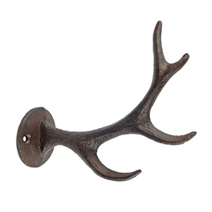 Cast Iron Deer Buck Antler Wall Hook Key Towel Coat Hat Hanger Cabin Lodge Decor - Picture 1 of 5