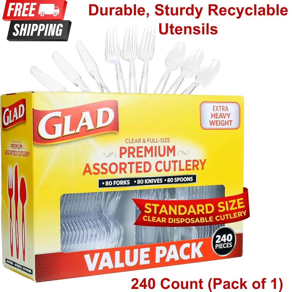 Glad Clear Assorted Cutlery Set (240-Piece) BBP0237 Glad BBP0237 742797785950