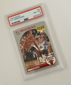 1990 HOOPS B.J. ARMSTRONG ROOKIE PSA 8 NM/MT Chicago BULLS  RARE