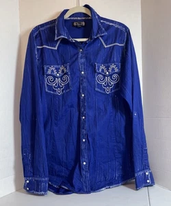 Camicia Shyanne Western Pearl Snap manica lunga 2X ricamata T21 - Foto 1 di 6