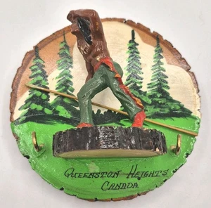 ANTIQUE QUEENSTON HEIGHTS ONTARIO CANADA SOUVENIR NATIVE PLAQUE 4" ROUND B6 - Foto 1 di 9