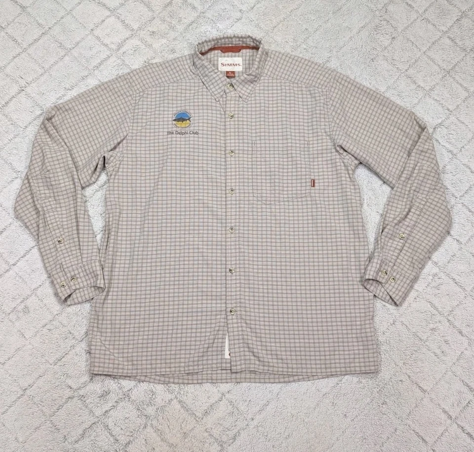 Simms Shirt Mens XL Gray Plaid Button Up Fishing Performance Outdoor Camping - Image 1 of 4
