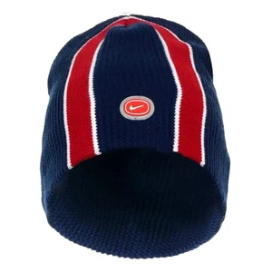 Nike Adults Unisex Beanie Hat One Size Fits All Navy Blue And Red Vintage  - Picture 1 of 9