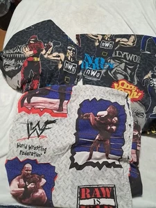 Vintage WWF WCW NWO RAW Is War Twin Bed Sheet Set 1999 1998 1 FITTED 2 FLAT - Bild 1 von 10