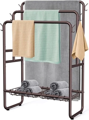 40" Tall Standing Towel Racks, 3 Tier Towel Stand Blanket Rack - Image 1 of 4