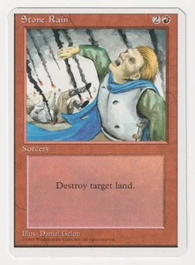 Miscut Stone Rain NM 4th Edition 1995 MTG Magic Error Misprint Alpha Cut Corners - Picture 1 of 2