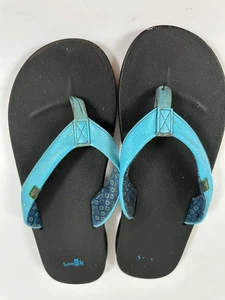 Sanuk blaue Flip-Flops Sandalen Größe US 11 Damen Freizeit Yogamatte - Bild 1 von 11