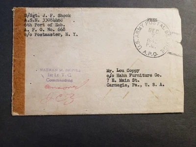 APO 668 CASABLANCA, MOROCCO 1942 Censored WWII Army Cover 6th PORT w/ letter - Image 1 of 3