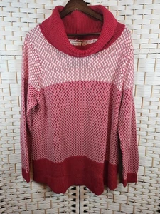 Charter Club Womens Cowl Neck Red White Sweater NWT Sz XL Classic Colorful *flaw - Picture 1 of 10