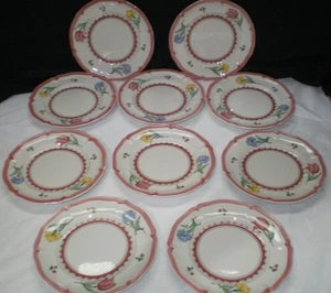 MUY BONITO Juego de 10 Platos de Aperitivo de Pan Villeroy Boch Jardín D'alsace Fleur 6.75" - Imagen 1 de 5