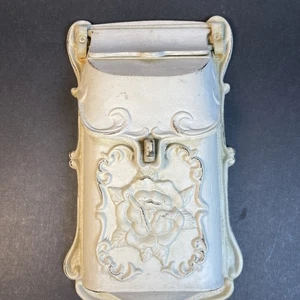 Vintage Cast Iron Wall Hung Mailbox With Rose, Flaps Work, Real Deal -Over 5 Lbs - Picture 1 of 18