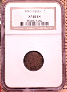 1909-S Indian Head Cent NGC XF45 BN - Picture 1 of 8