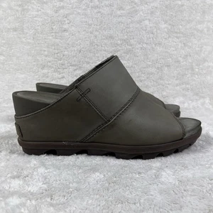 Sorel Joanie II sandalo con zeppa donna taglia 10 pelle nabuk oliva comodo slide - Foto 1 di 9