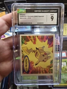 CGC 9 Mint Pokémon Pikachu 2000 Spanish Pokémon 2 Stickers Navarrete #100 - Picture 1 of 2