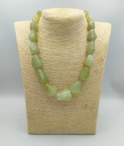 Vintage Old Export China Necklace Jade Nuggets Old Silver Lock 107.3 g - Picture 1 of 17