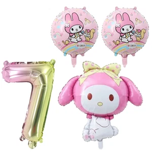 My Melody 7th Birthday Party Balloons Pink Green 4pc balloons - Picture 1 of 4