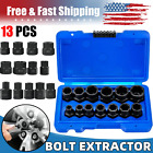 13pcs Impact Bolt Extractor Set Nut Remover Set Stripped Extraction Socket Box
