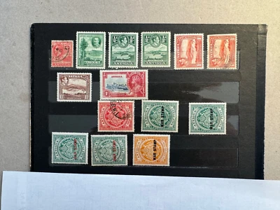 Grupo de 14 selos soltos de Antígua Scott Cat 22/MR3 1903-1938 dups - Imagem 1 de 2