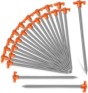 20PCS Tent Stakes Heavy Duty Camping Tent Stakes 10inch Non-Rust Metal Tent Pegs - Picture 1 of 12