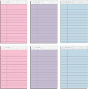 5 x 8 Legal Pads, 6 Pack, Prism Brand, 2 Pink/2 Blue/2 Purple, Narrow Ruled, ... - Picture 1 of 12