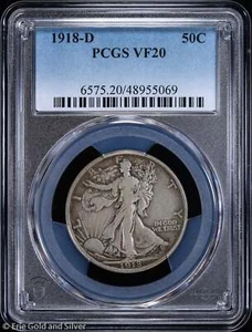 1918-D 50c Walking Liberty Half Dollar PCGS VF 20 - Picture 1 of 4